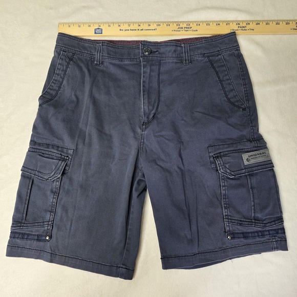 Unionbay Men's Cargo Shorts 36 Navy Skater Y2k Grunge Outdoor Hiking Flat Front - Picture 1 of 8
